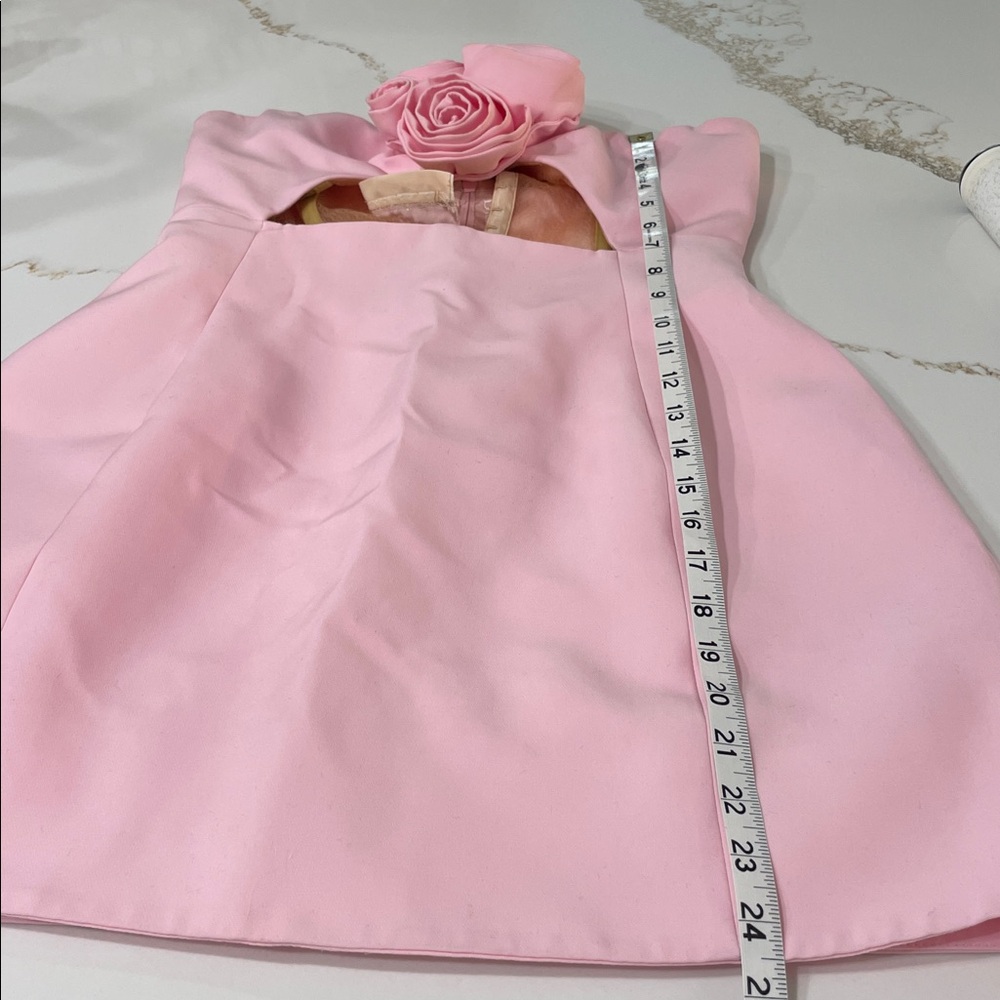 Pink Strapless Cutout Flower Front Mini Dress | L - Picture 17 of 17